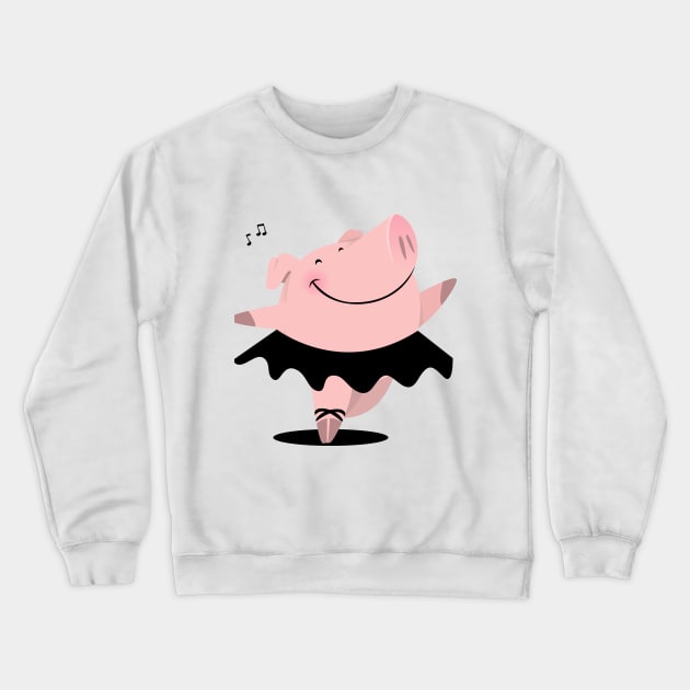 Ballerina Pig Crewneck Sweatshirt by ilaamen